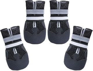 Dimicoo Breathable Non-Slip Dog Boots for Medium Large Dogs - All-Season Paw Protectors for Hot Pavement, Winter Snow, Indoor Floors