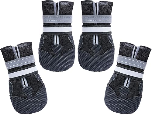 Dimicoo Botas de malla transpirable para perros, antideslizantes, suela de goma suave, zapatos para perros para uso diario (paquete de 4)