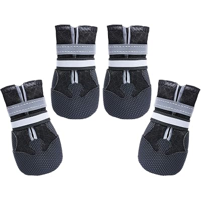 Dimicoo Breathable Dog Boots for Medium Large Dogs,Non-Slip Dog Shoes for Summer Hot Pavement,Lightweight Paw Protector Dog Booties for Outdoor & Indoor Hardwood Floors