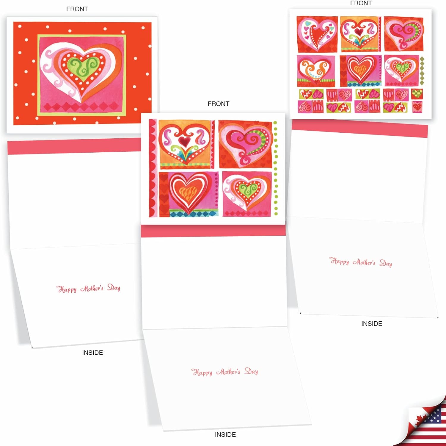 The Best Card Company 10 Assorted Mother's Day Notecards Bulk Box Set 4 x 5.12 Inch with Envelopes (10 Designs, 1 Each) Art Hearts AM6725MDG-B1x10 - Image 4