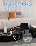 Flat Plug Extension Cord with 3 Outlets - 6 ft White Low Profile Indoor 3 Prong Grounded Power Strip for Home Office & Travel - 16/3 AWG SPT-3, 13A/1625W