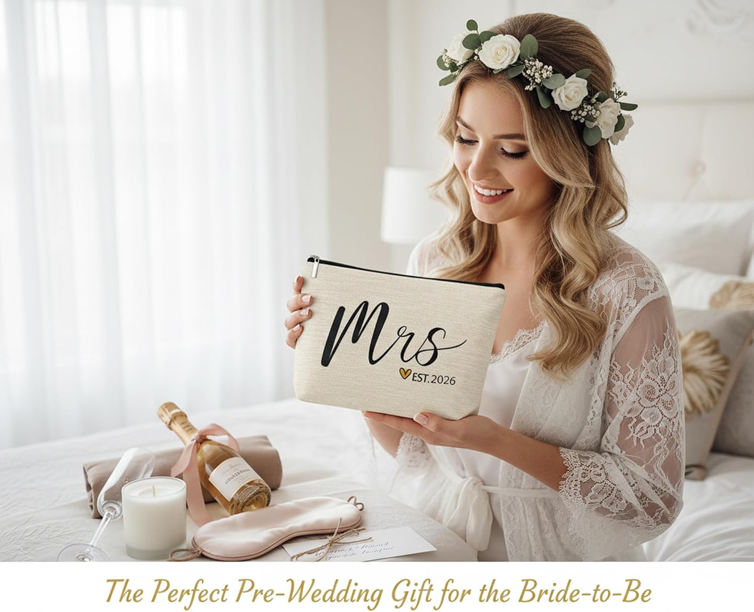Wedding Bridal Shower Gifts for Bride To Be 2026, Bachelorette Party favors Accessories, Future Mrs Makeup Bag, Wife Engagement Gifts for Women, Small Cosmetic Travel Pouch (Mrs 2026) - Image 2