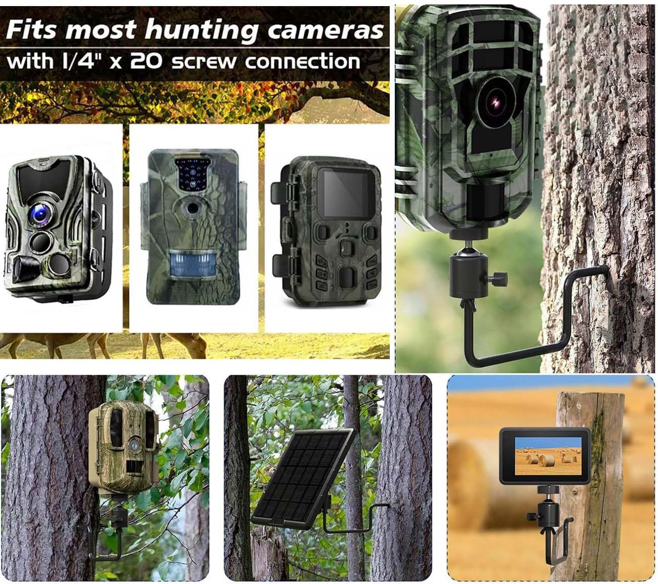4 Supporti Per Fototrappola Da Albero – Staffa Regolabile A 360° Con Perno 1/4-20 Per Fotocamera Caccia – Montaggio A Vite Per Monitoraggio Fauna Selvatica – Nero (C4