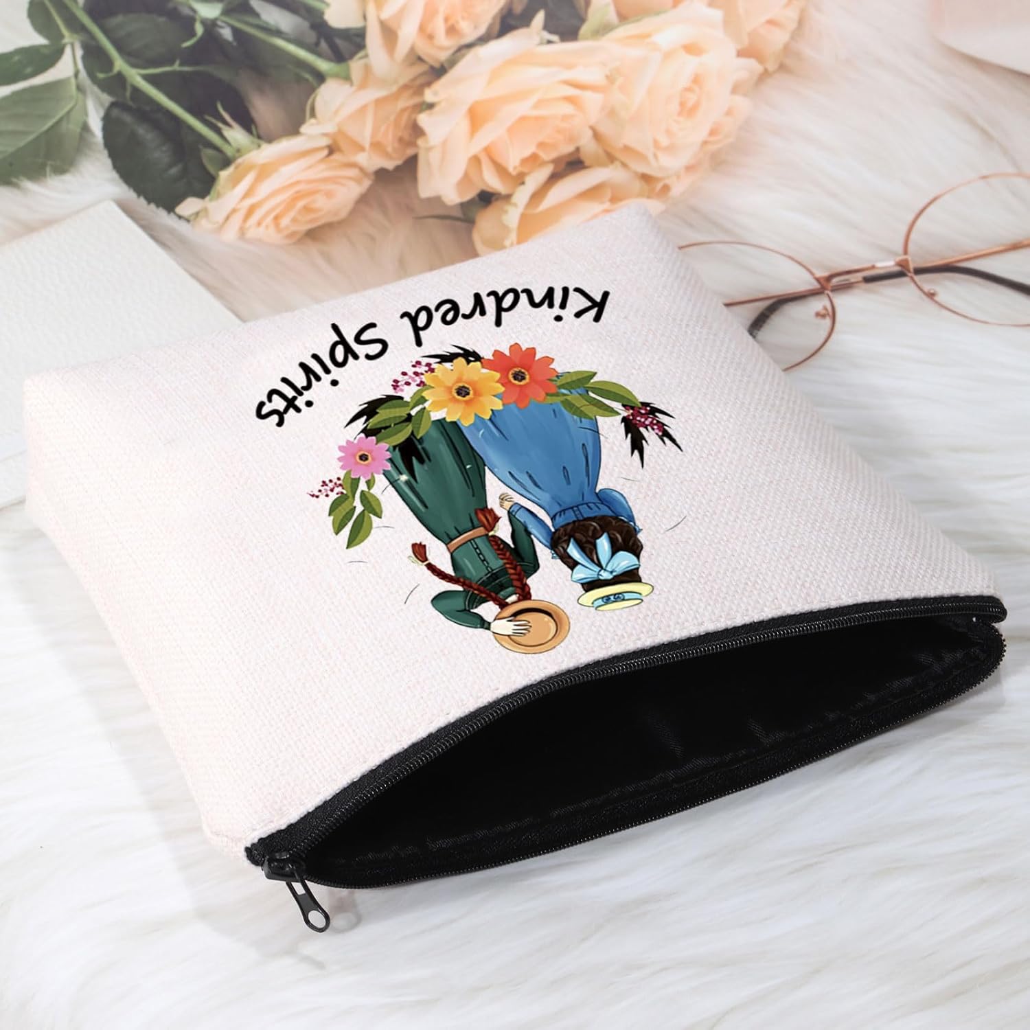 POFULL Kindred Spirits Cosmetic Bag Anne Green Gift Book Lover Gift Friendship Makeup Bag (Kindred Spirits) - Image 3
