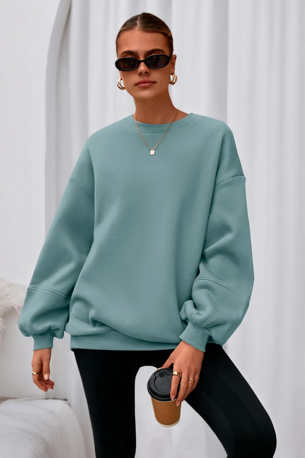 PRETTYGARDEN Oversized Sweatshirt for Women Fall Long Sleeve Crewneck Fleece Loose Fit Casual Pullover Tops Fashion Clothing - Image 6