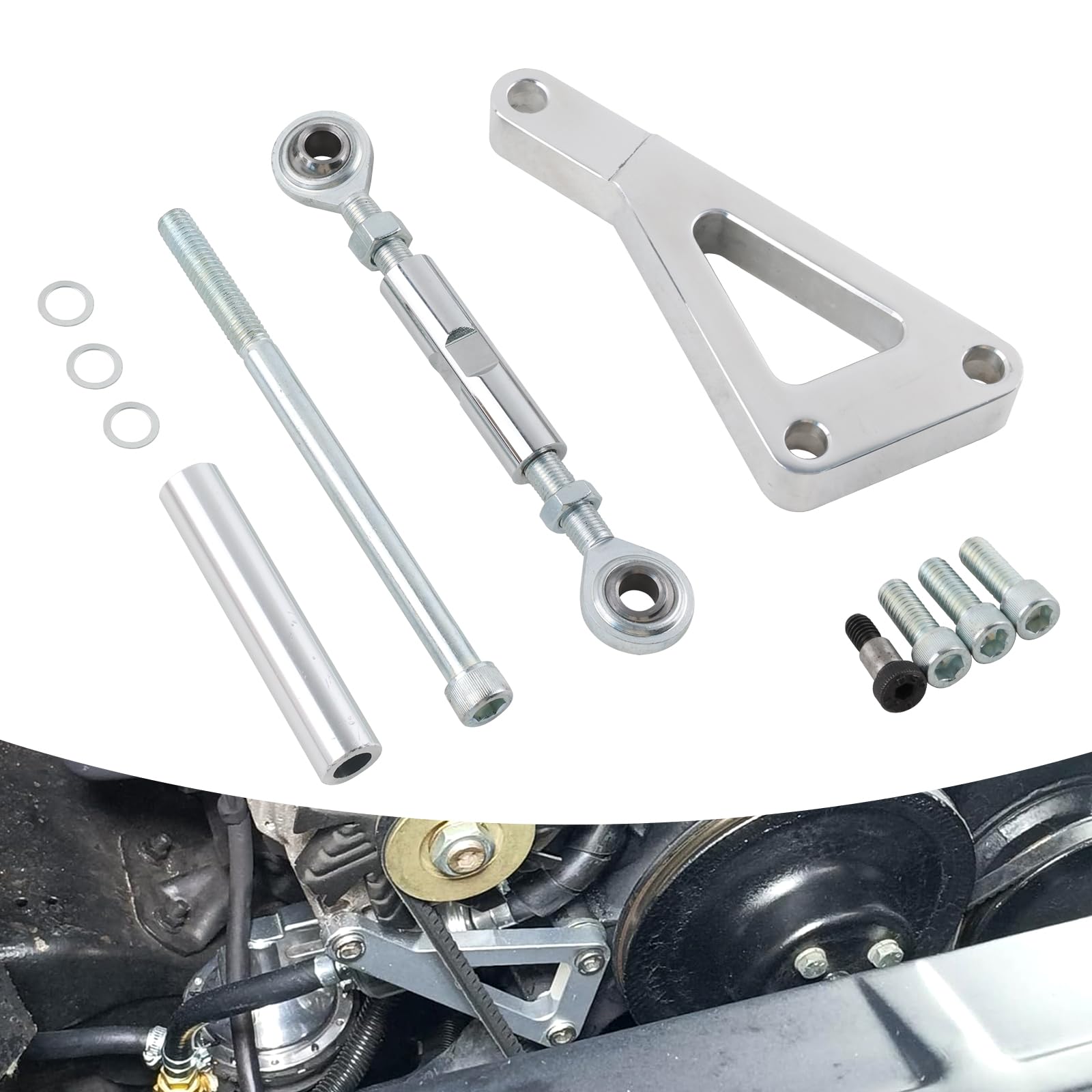 SBC Alternator Bracket Adjustable Kit Compatible with Chevy SBC 305 327 350 383 5.0L 5.7L V8 Eight Cylinder Long Water Pump