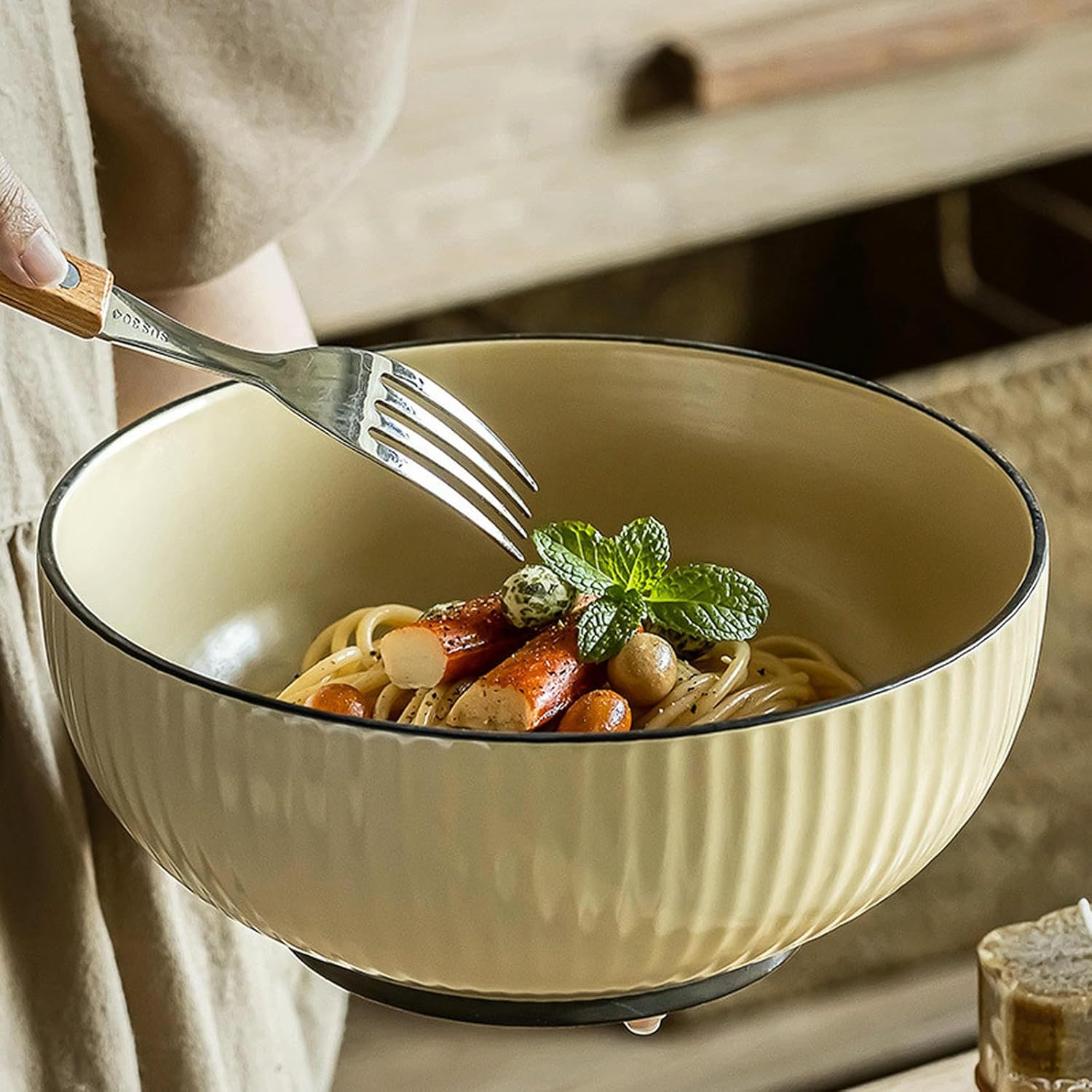 Ceramic retro relief bowl creative personality exquisite tableware-green 7.7 inches