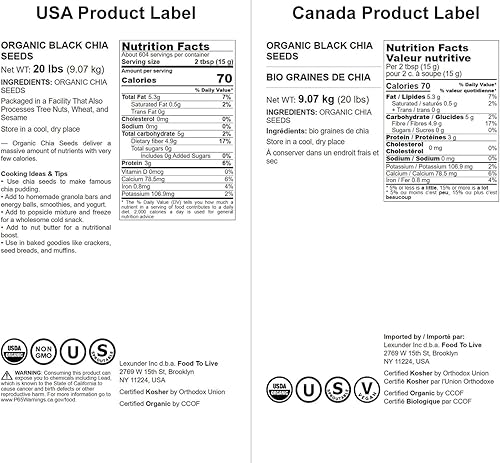 Vista 15 de Semillas de Chía Orgánicas Certificadas de Food To Live (Crudas, Negras, No Genéticamente Modificadas, Gruesas)