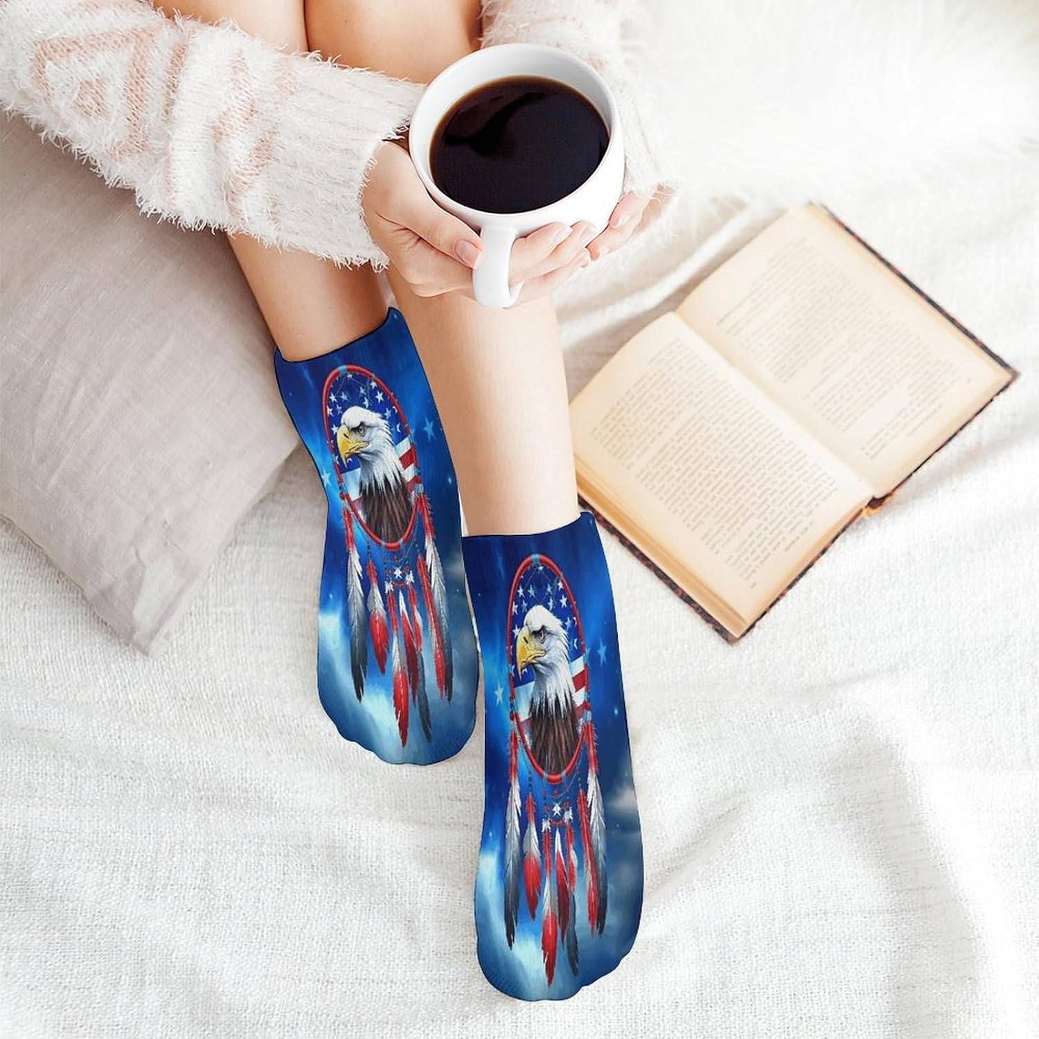Bald Eagle Dreamcatcher 5Pairs Low Cut Ankle Socks for Women No Show Casual Breathable Athletic Socks for Sport