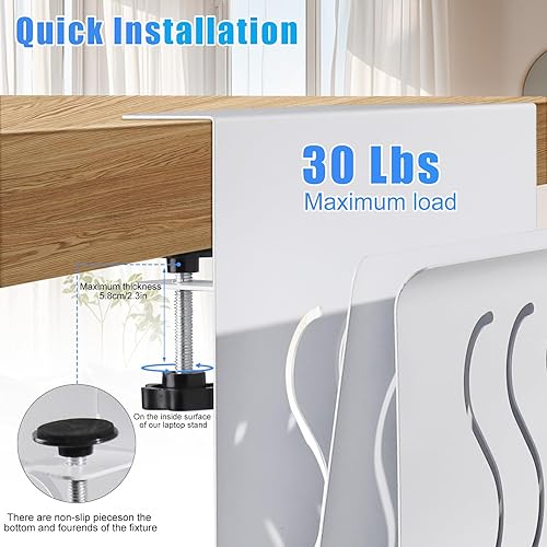 Miniatura 3 de Mesa auxiliar con almacenamiento, organización de escritorio lateral con abrazadera con soporte magnético para bolígrafo, diseño de agujeros de