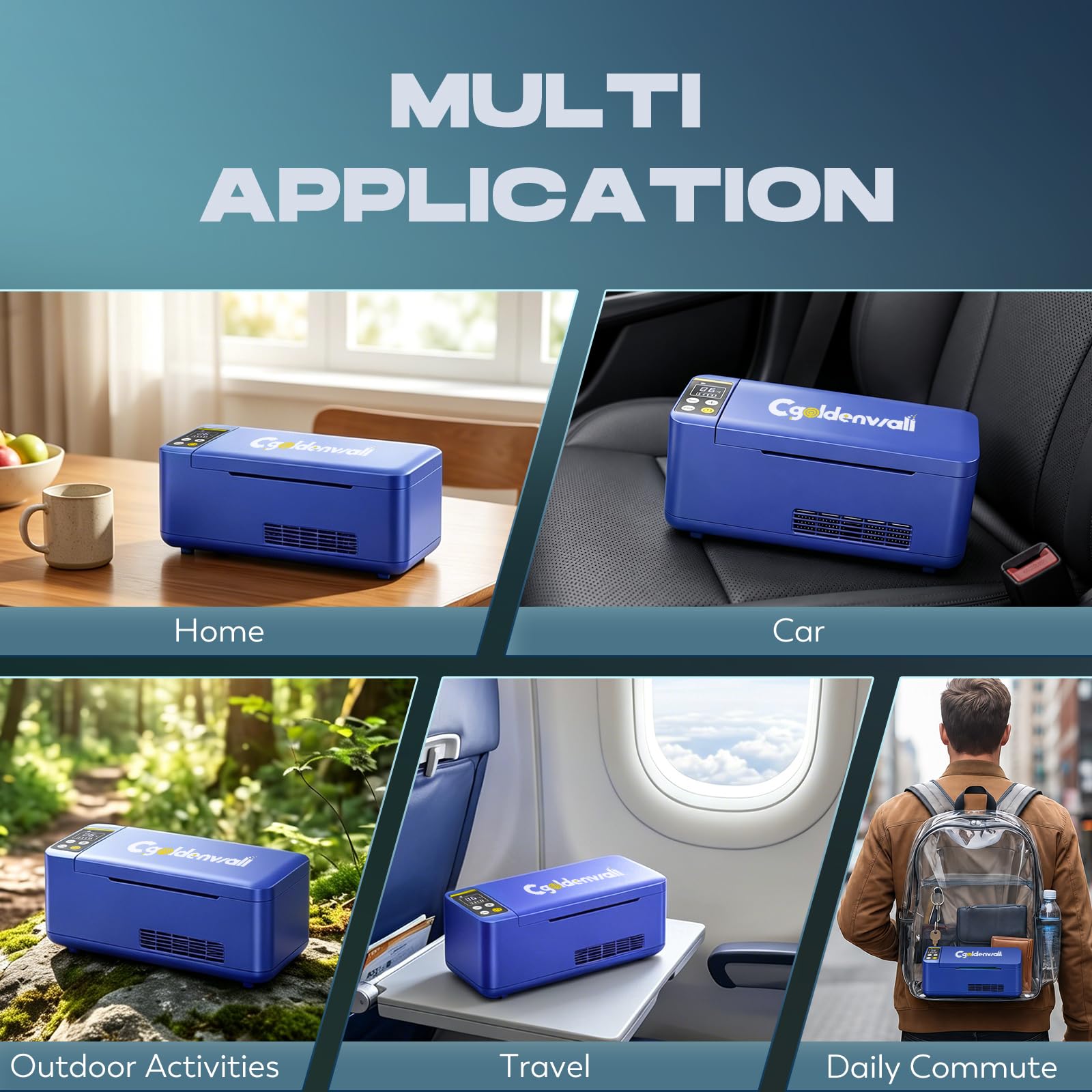 CGOLDENWALL Nevera Portátil para Insulina con 1 Batería, 2‑20℃ Ajustable, Modo Auto 5℃ y Bloqueo de Pantalla, Nevera Medicamentos Viaje para Uso Doméstico, en Coche y Aire Libre (Azul)