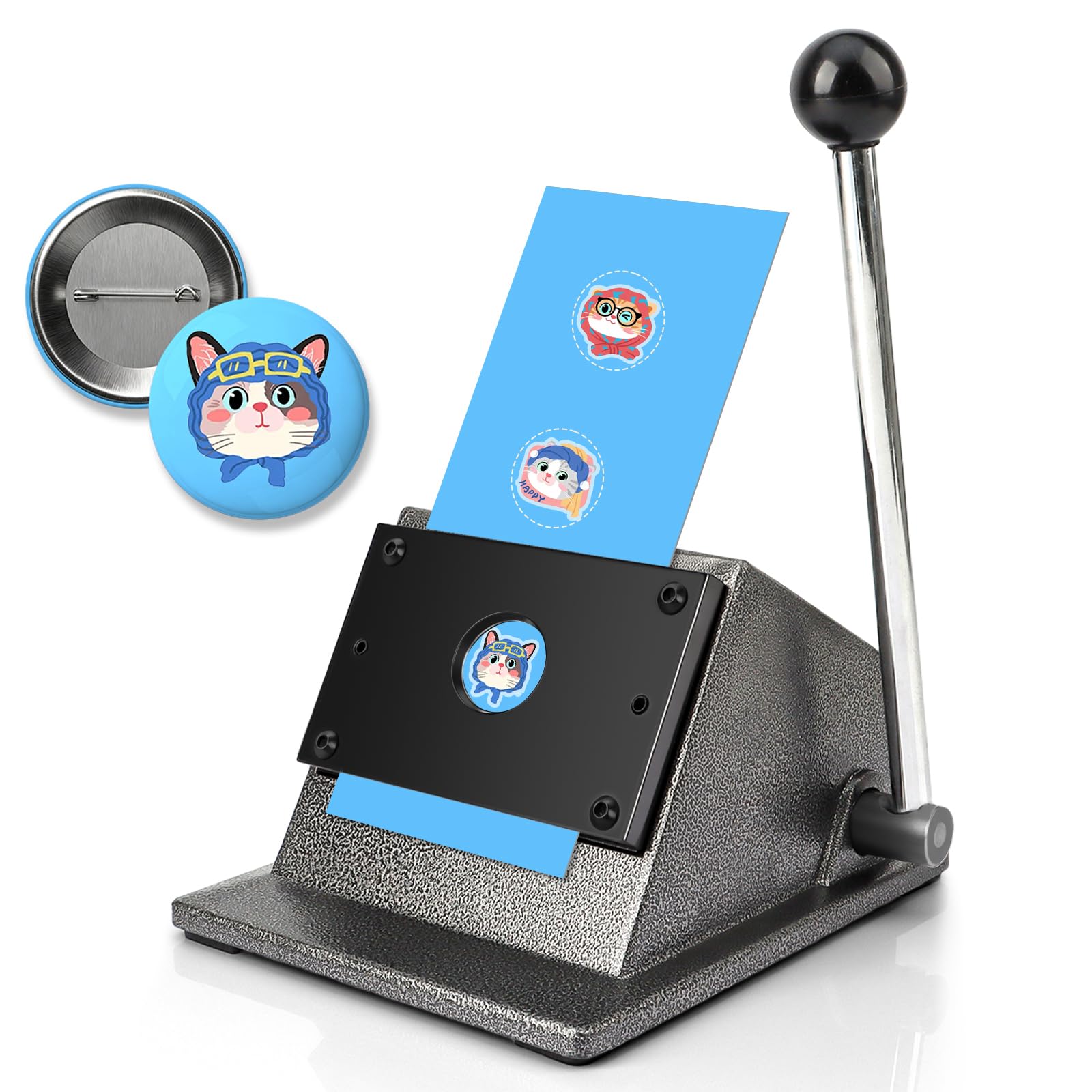 Photo 1 of 1"/25mm Button Paper Cutter, 1.38"/35mm Circle Punch, Heavy Duty Manual Lever Graphic Punch Die Cutter for Round Paper Cutting,DIY Badges, Scrapbooking Cardstocks Crafting
