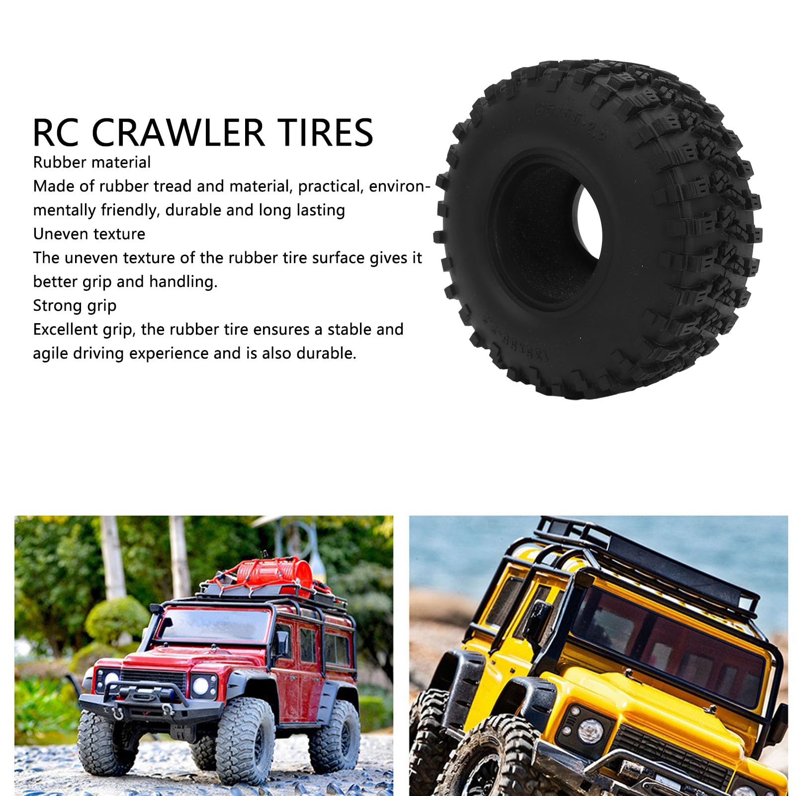 4 szt. 2,2 cala RC Crawler – gumowe opony zamienne RC – opony samochodowe do SCX10 1/10 RC -Crawler