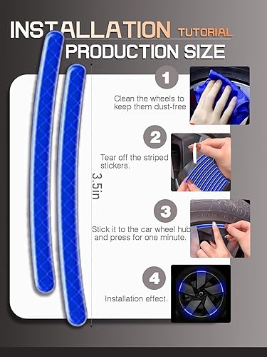 Miniatura 5 de Maicican Blue a - Pegatinas reflectantes de PVC para cejas de rueda, juego de 20, advertencia de seguridad nocturna, antiarañazos, impermeable, uso