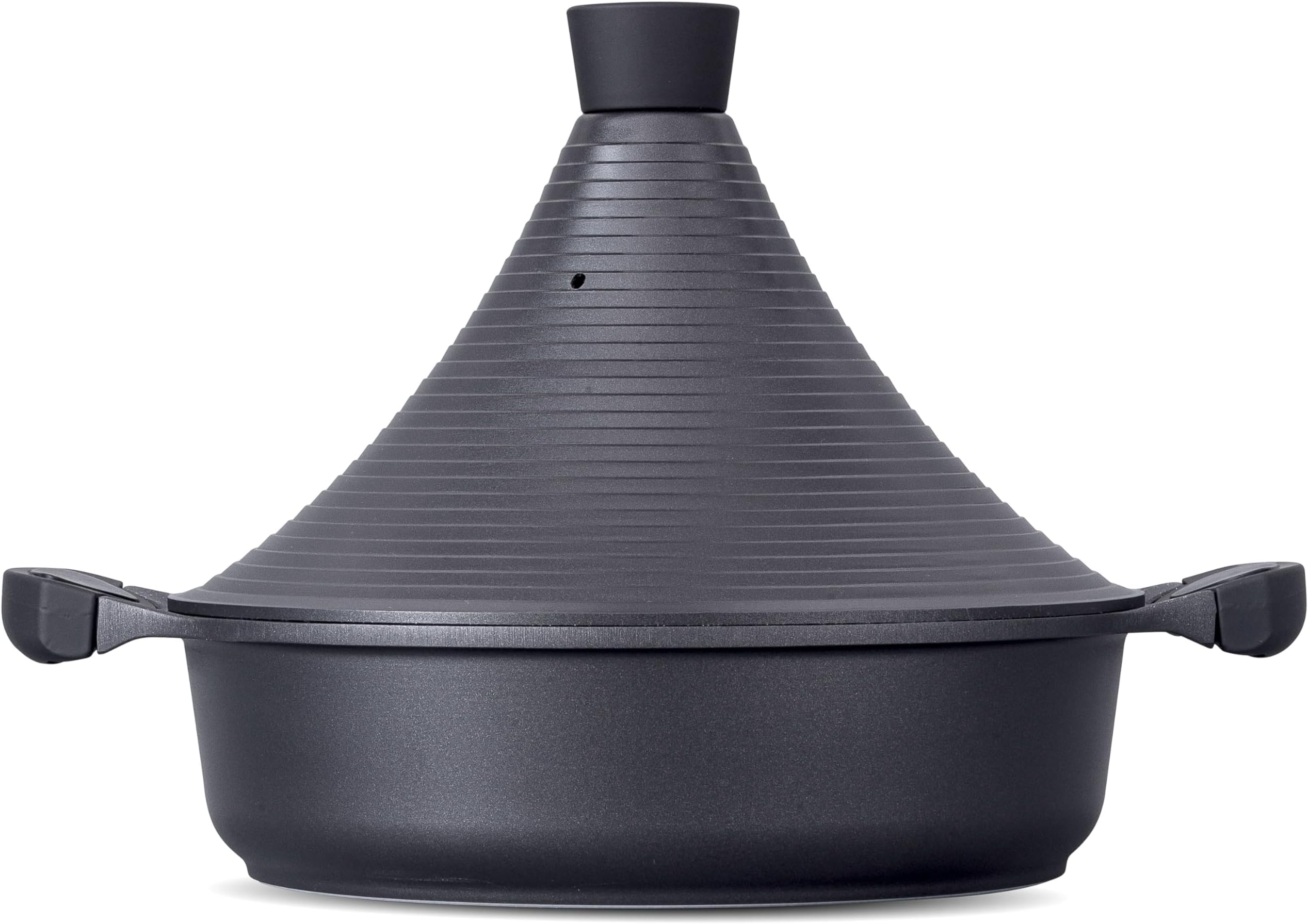 Tagine Cooking Pot | 28cm / 4.1 L | Large Casserole Dish | Nonstick Chemical Free Coating | Compatible with all Hobs | Traditional Moroccan Tender Slow Cook Tajin Pan (Black)