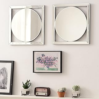 DeaTee 2 Packs Wall Mirror Decor   16x16 Inches Vintage Farmhouse Mirror for Wal - Compare price