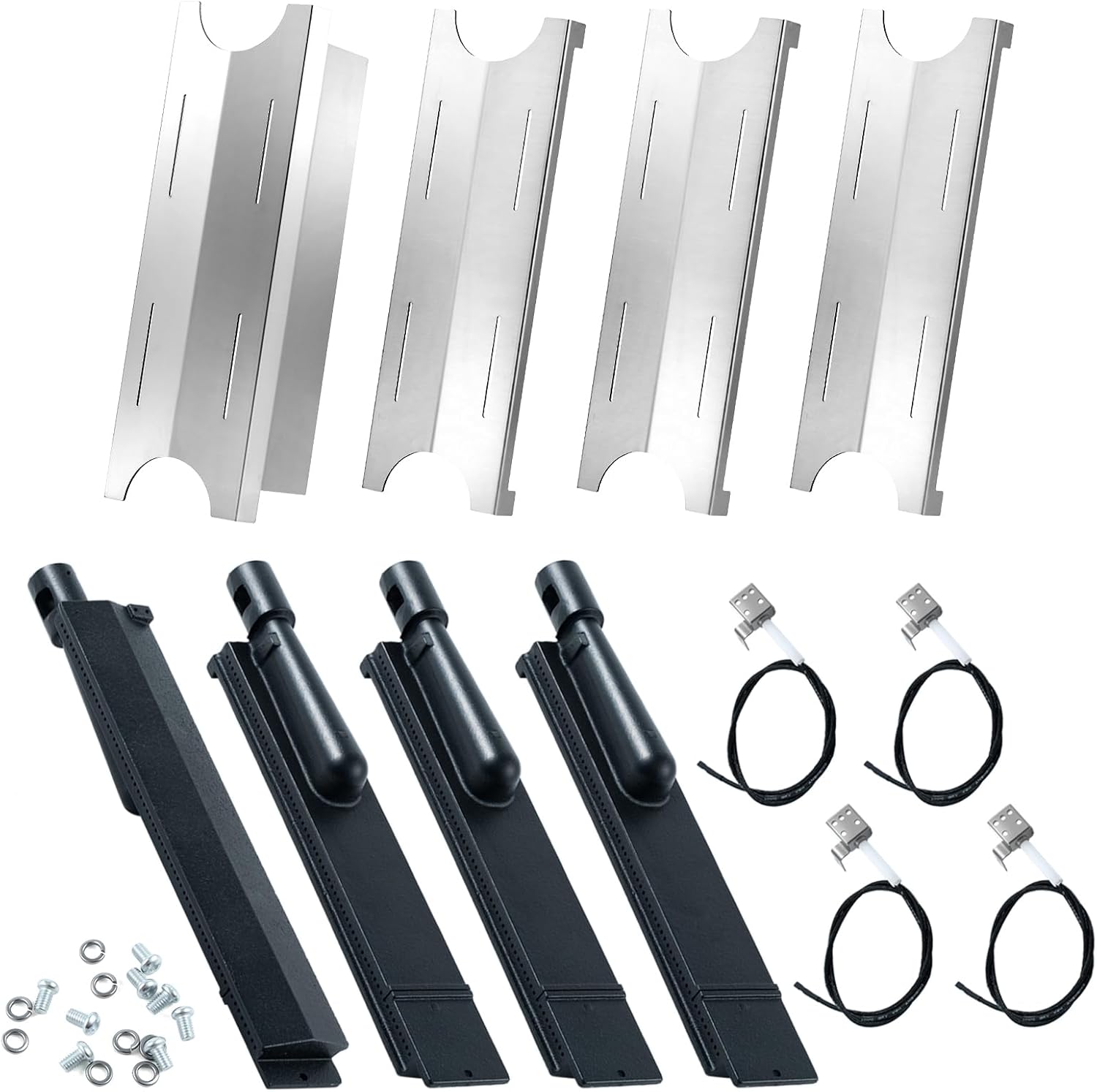 BG179A Heat Shield Cast iron Burners Ignitor Grill Replacement Parts for Master Forge 4 5 Burner Grill Parts BG1793B-A BG1795BAL MFHP2 Heat Plates CIMF1 Grill Burner IG-49B Igniter Grill Accessories