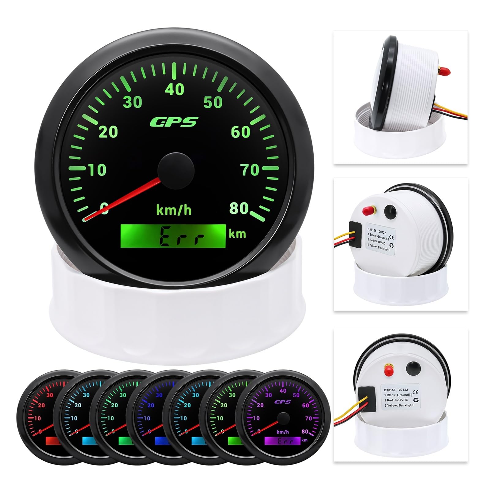 Velocímetro Digital para motocicleta, barco, coche, camión, 9-32 | Velocímetro GPS de 7 colores, 30/60/80/120/200 km/h, 85 mm, con antena GPS para motocicleta, barco, coche, camión, 9-32 V