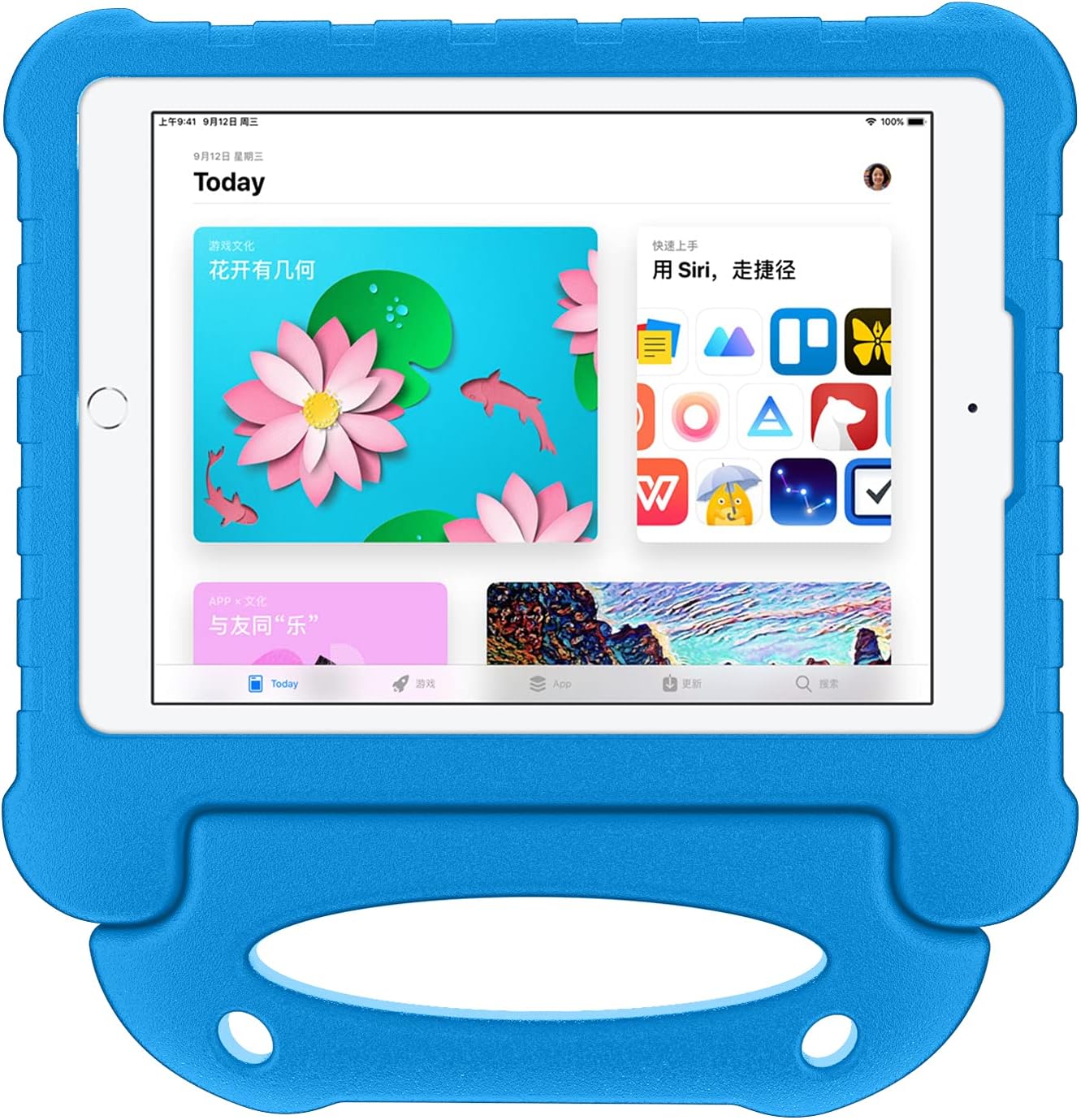 SORAKA Kids Case for iPad Air 2/iPad Air (1st generation)/iPad Pro 9.7 inch/iPad 5th/6th generation 2017/2018 with Handle Stand Light Weight Shockproof Case Cover with Lanyard - Image 3