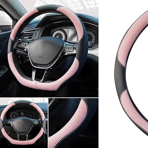 Miniatura 5 de Ergocar Funda deportiva en forma de D para volante de automóvil, antideslizante, de microfibra, transpirable, piel sintética, universal para tipo D,