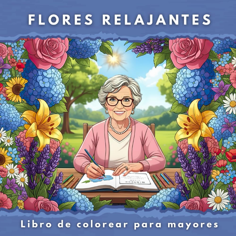 FLORES RELAJANTES - LIBRO DE COLOREAR PARA MAYORES: Activa la mente mientras disfrutas creando