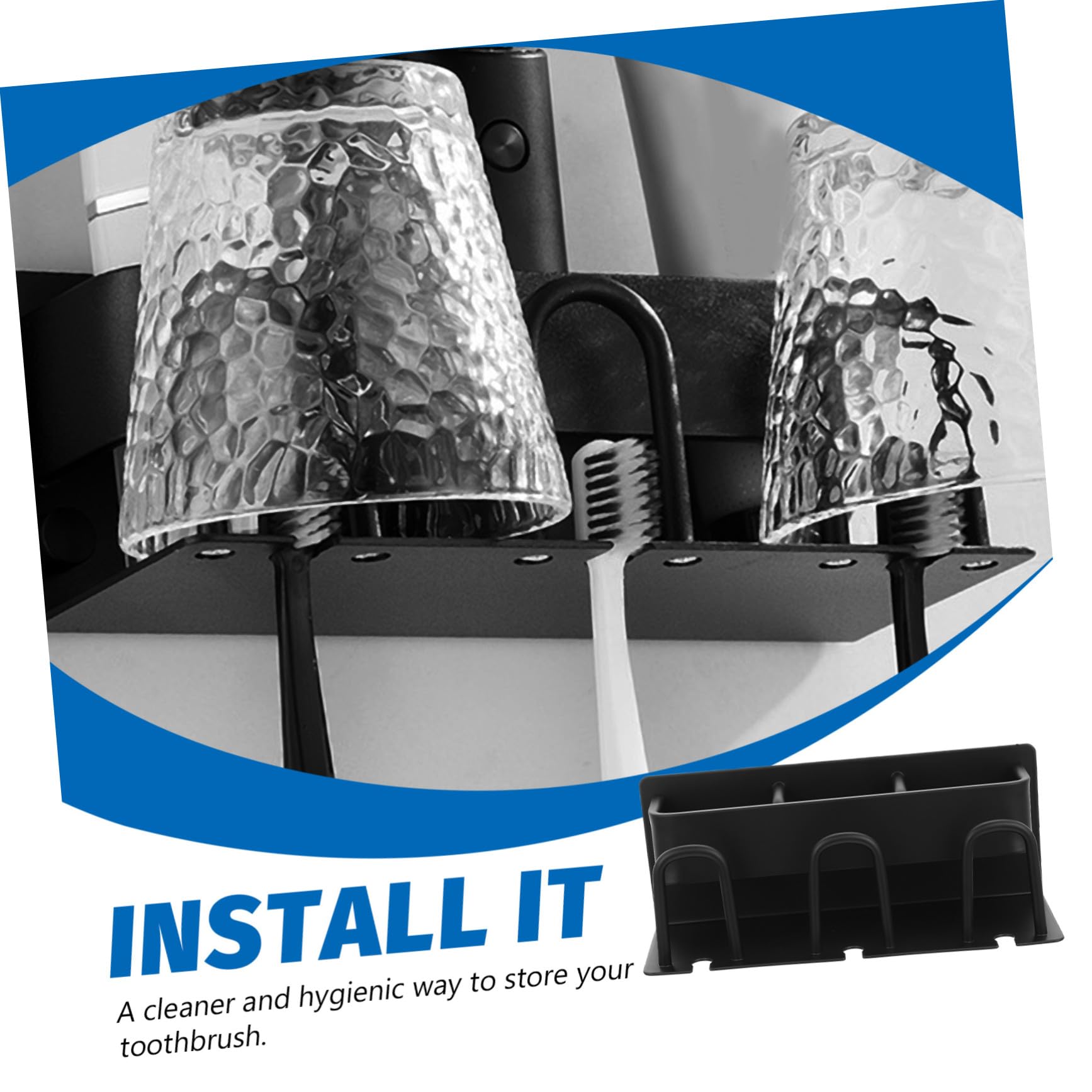 Porta Spazzolino da Parete Supporto per Tazza e Design Salvaspazio in Alluminio Nero Asciuga Naturalmente Spazzolini e Bicchieri per Bagno e Doccia