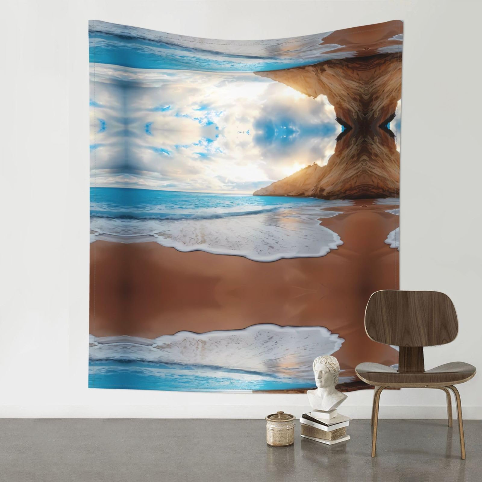 YYHWHJDE Water Rush to Tropical Beach Prints 60x51in Wall Tapestry – High-Grade Polyester Throw for Dorm, Beach & Home Decor