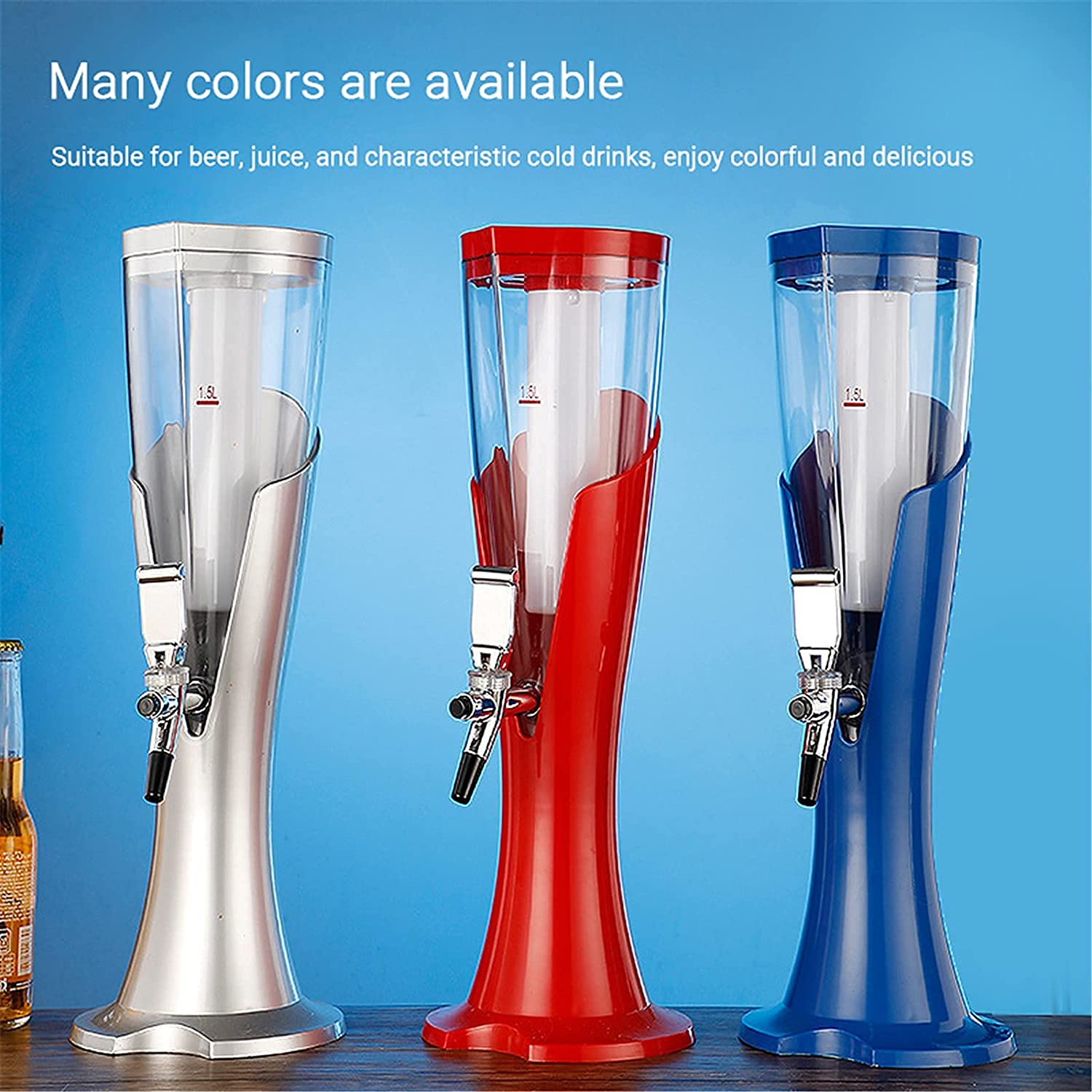 MU Birra Torre, Beer Birra Dispenser Stile Europeo Stile Commerciale Cocktail Cocktail Barrel 3L Draft Birra Colorful Icicle Party Ktv Bar Glastuale,Giallo,5L.