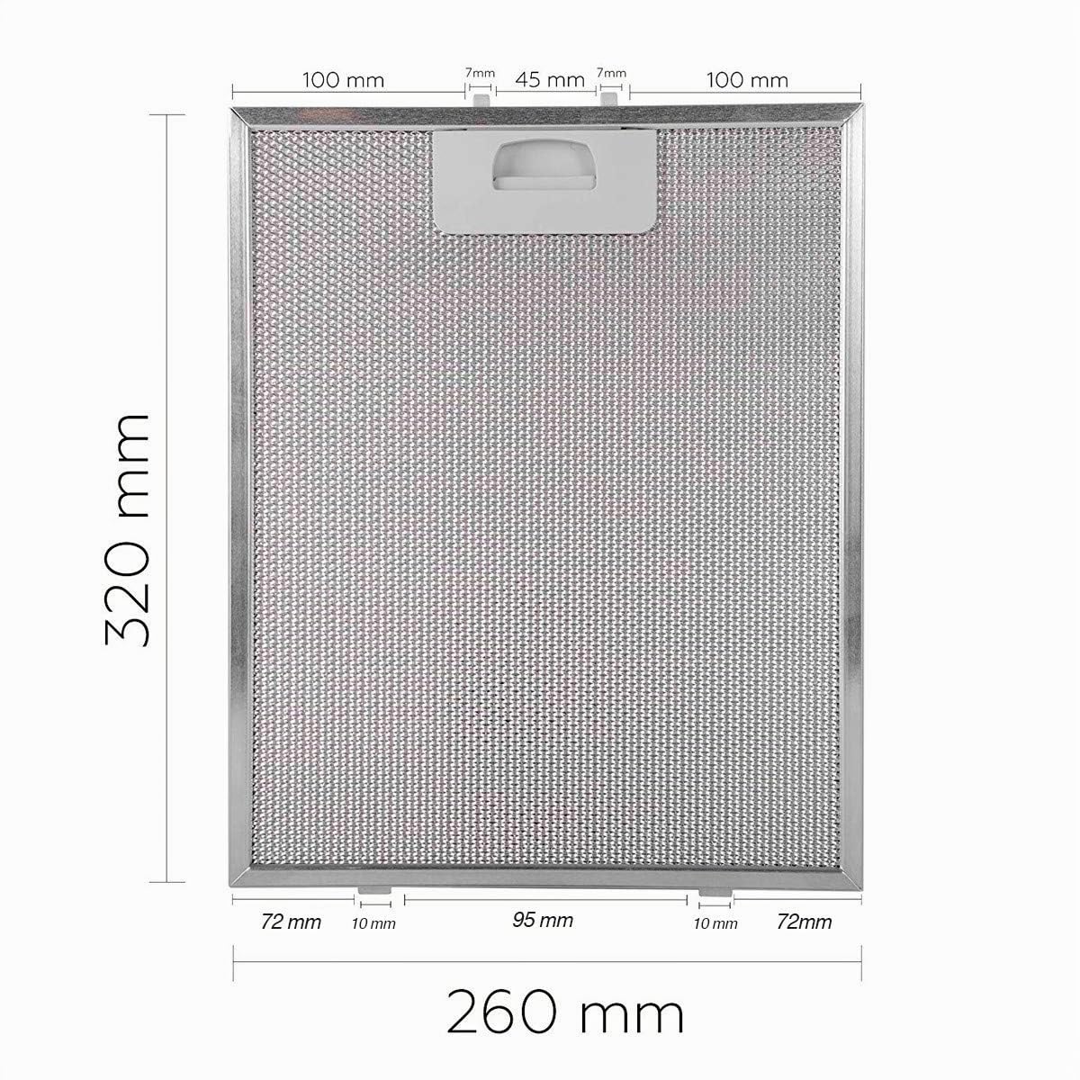 Recamania Lot de 3 filtres métalliques pour hotte aspirante compatible avec Teka 40472918 320 x 260 mm