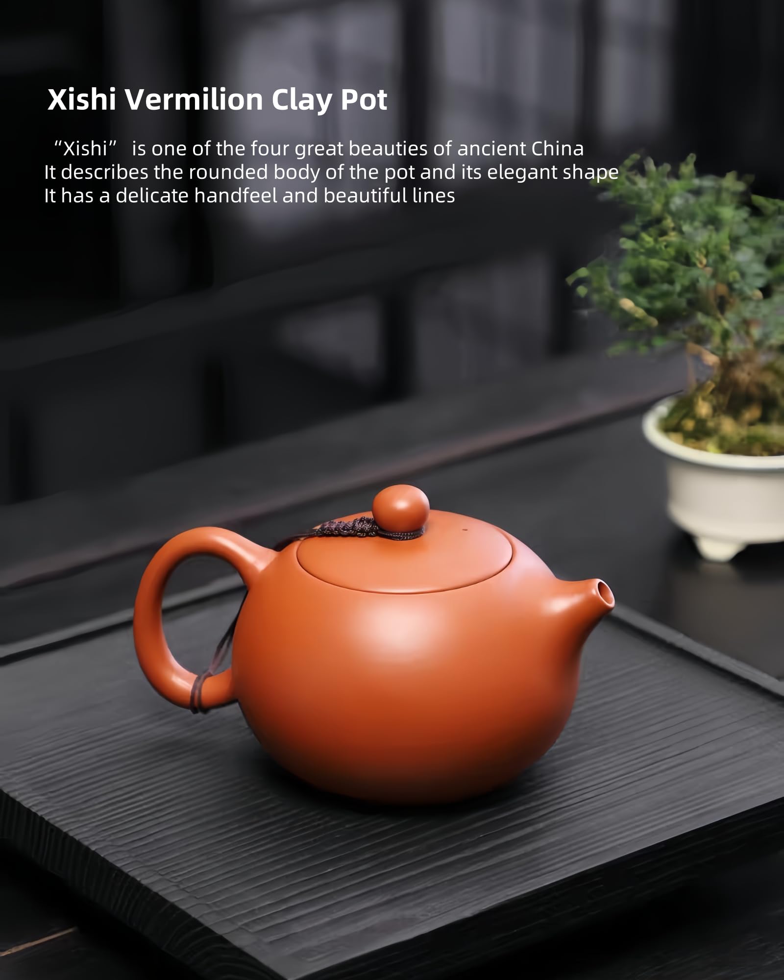 Tetera Yixing 400 ML, Tetera Xishi de Arcilla, Tradicional Chino Hecha a Mano Zisha Teteras Kung Fu con Caja de Regalo y Paño de Cocina