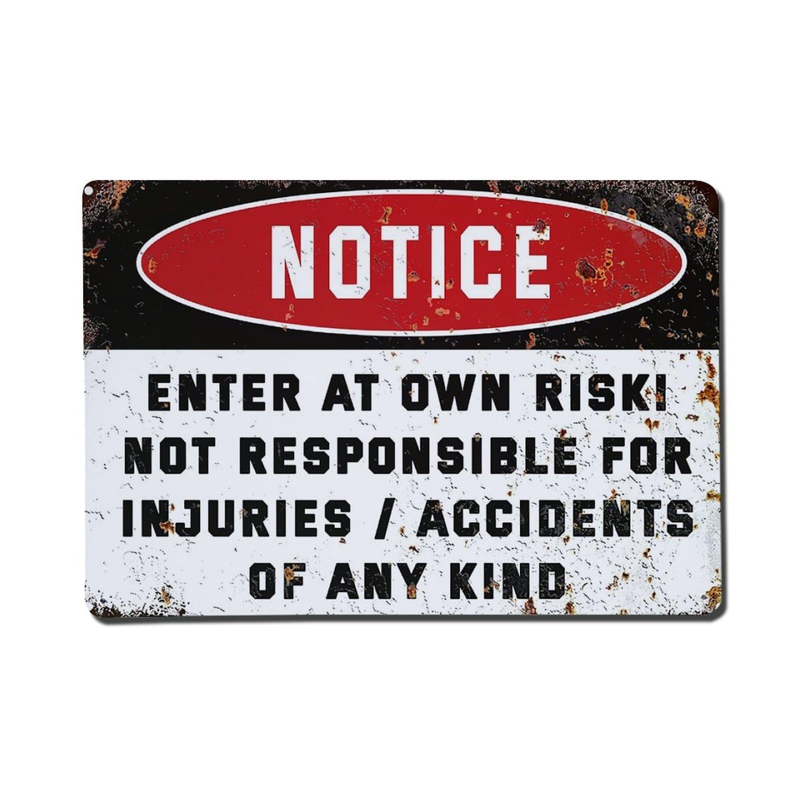 Jdfenggu Vintage Notice Enter At Own Risk Retro Metal Tin Sign, Metal Poster For Bar, Home, Man Cave, Kitchen, Laundry Room Art Decor 8X12 Inch
