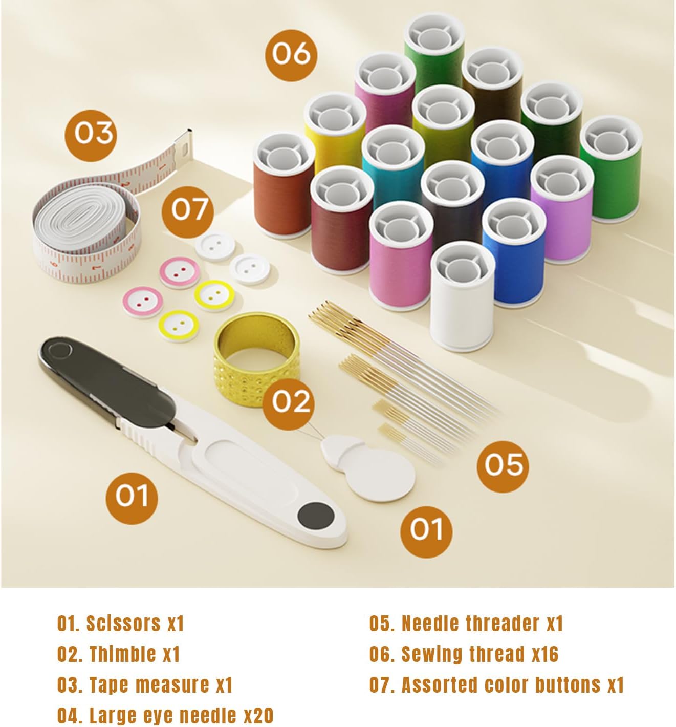 64 Pcs Sewing Kit for Adults Box,Multi-Purpose Stainless Steel Needle Manual Sewing Suppliers Accessories,Magnetic Force Sewing Needles and Thread Kit,Suitable for DIY Crafting at Home for Travelers image 2
