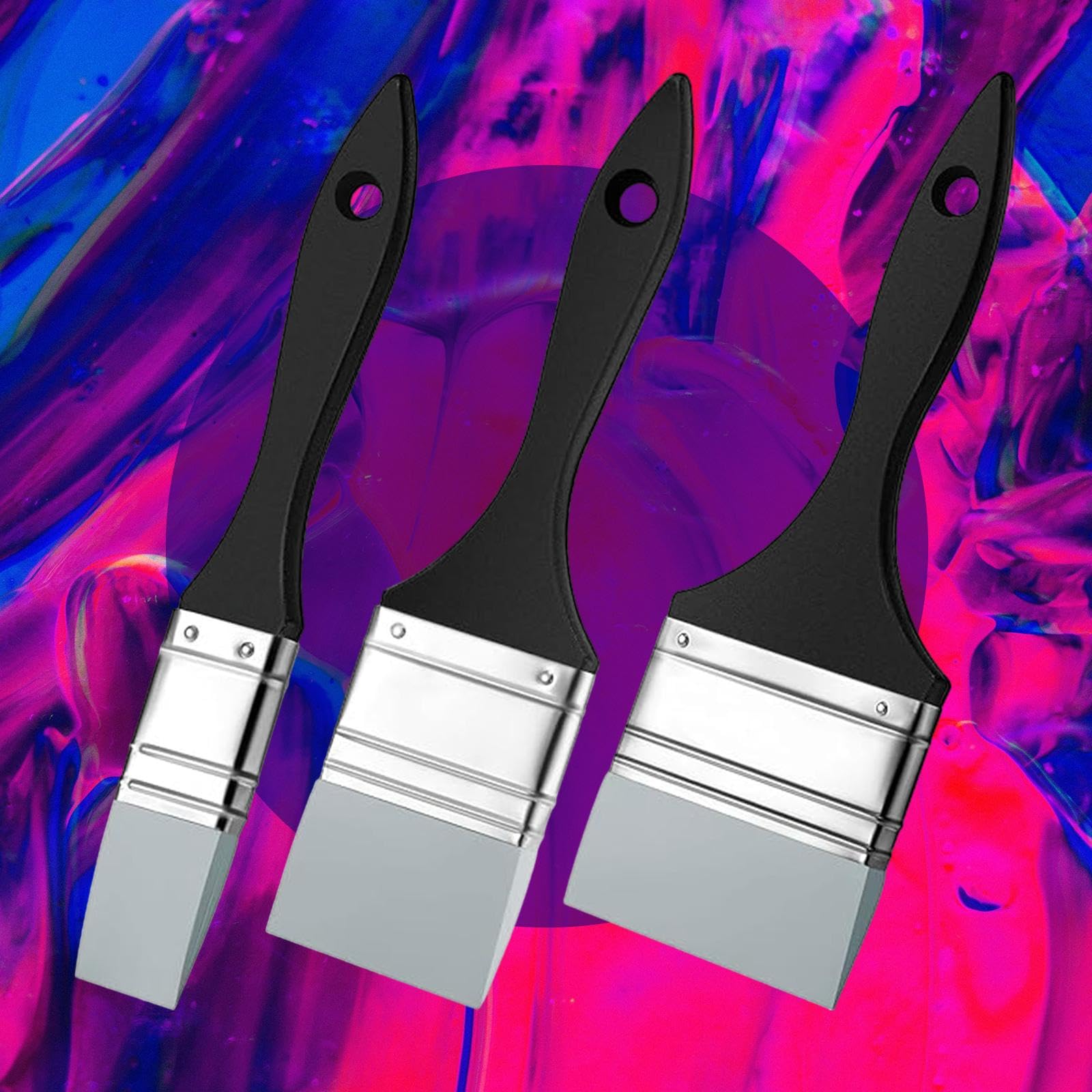 3 Pezzi Pennello Silicone Artistico Pennelli Acrilico Strumento Pittura Pennelli Disegno Pennelli Flessibili Manico Comodo Facile da Trasportare, 3 Pezzi 1 Pollice 2 Pollici 3 Pollici