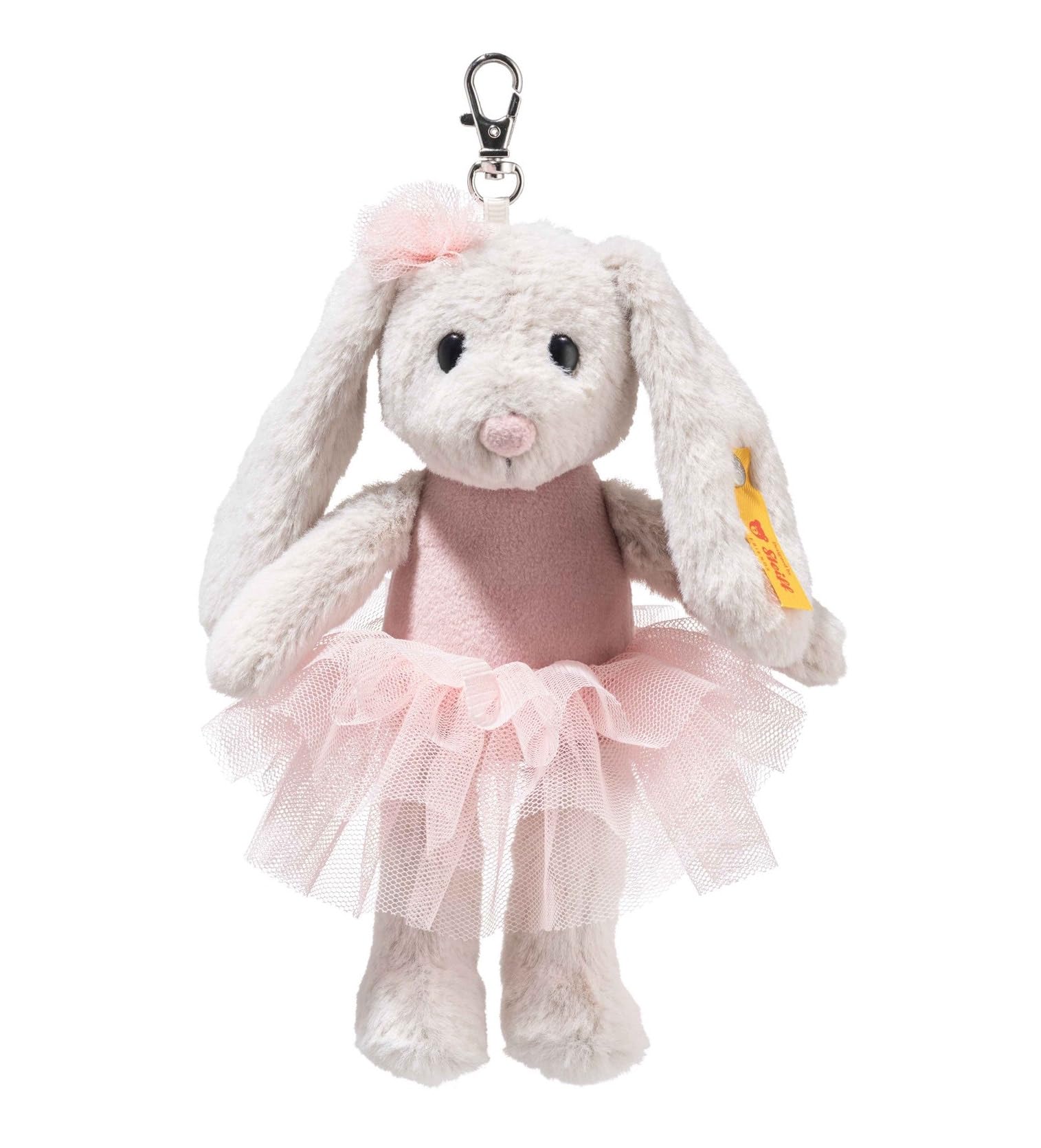 Steiff Hoppie Ballet Rabbit Pendant 16 cm Colourful Plush Toy with Floppy Ears, Fluffy Keyring in Ballet Outfit, Cuddly Toy Lucky Charm for Girls and Boys, Machine Washable