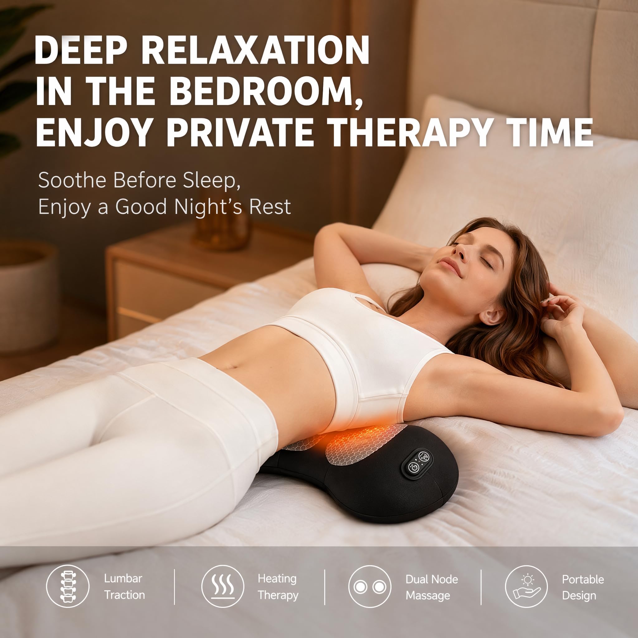 3 in 1 Rückenmassagegerät mit Massage und Wärme | Ergonomische Lendenstütze aus Memory Foam, Rückenstütze für Büro Auto und Zuhause mit Air Lift Funktio