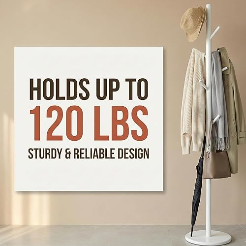 Vista 21 de Perchero y soporte de madera maciza, colgador de ropa independiente con 8 ganchos y 3 alturas ajustables, perchero, soporte para sombreros, Natural