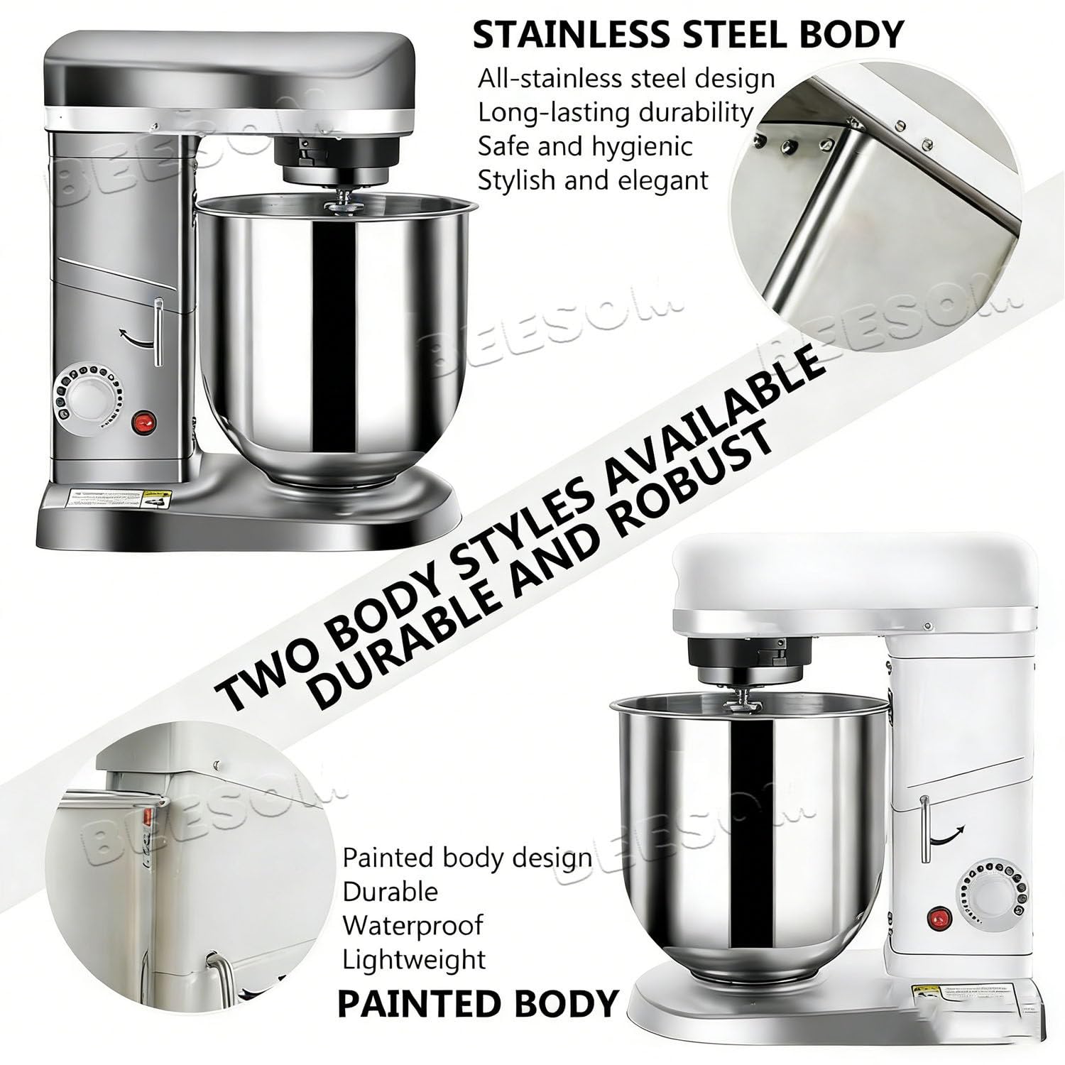 impastatrice planetaria,Macchina Pasta elettrica,7L capacità,0-302Rpm,500W,Accessori Completi,per Pizzeria boulangerie Gastronomia White-7L