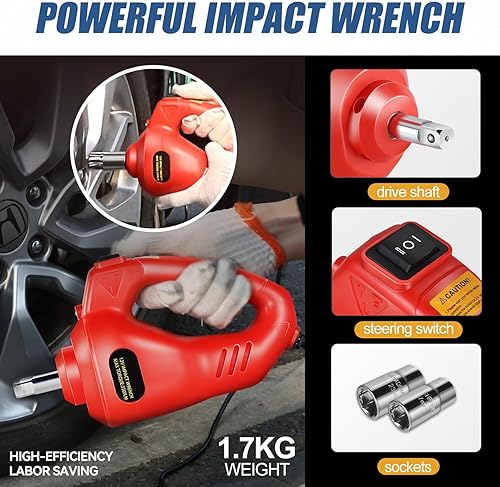 Miniatura 2 de Auto Dynasty Kit de gato de tijera eléctrico, 3 toneladas (6614 libras) de nivelación de acero para automóvil, rango de elevación de 13.7 pulgadas