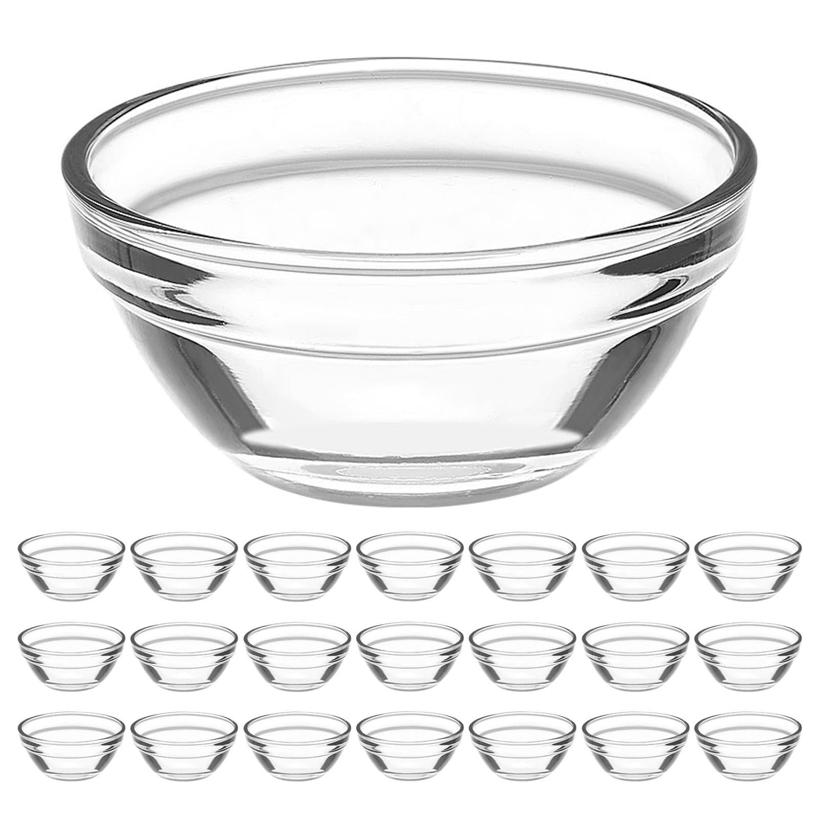 Uonlytech Ideales para Preparar y Servir para Postres Set de 24 de Vidrio Cuencos Redondos Aptos para Microondas y Congelador Cocina Estilo Minimalista y Elegante