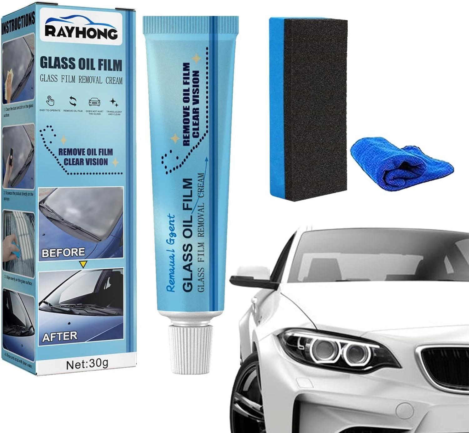 Glass Film Removal Cream, Car Glass Oil Film Cleaner, Car