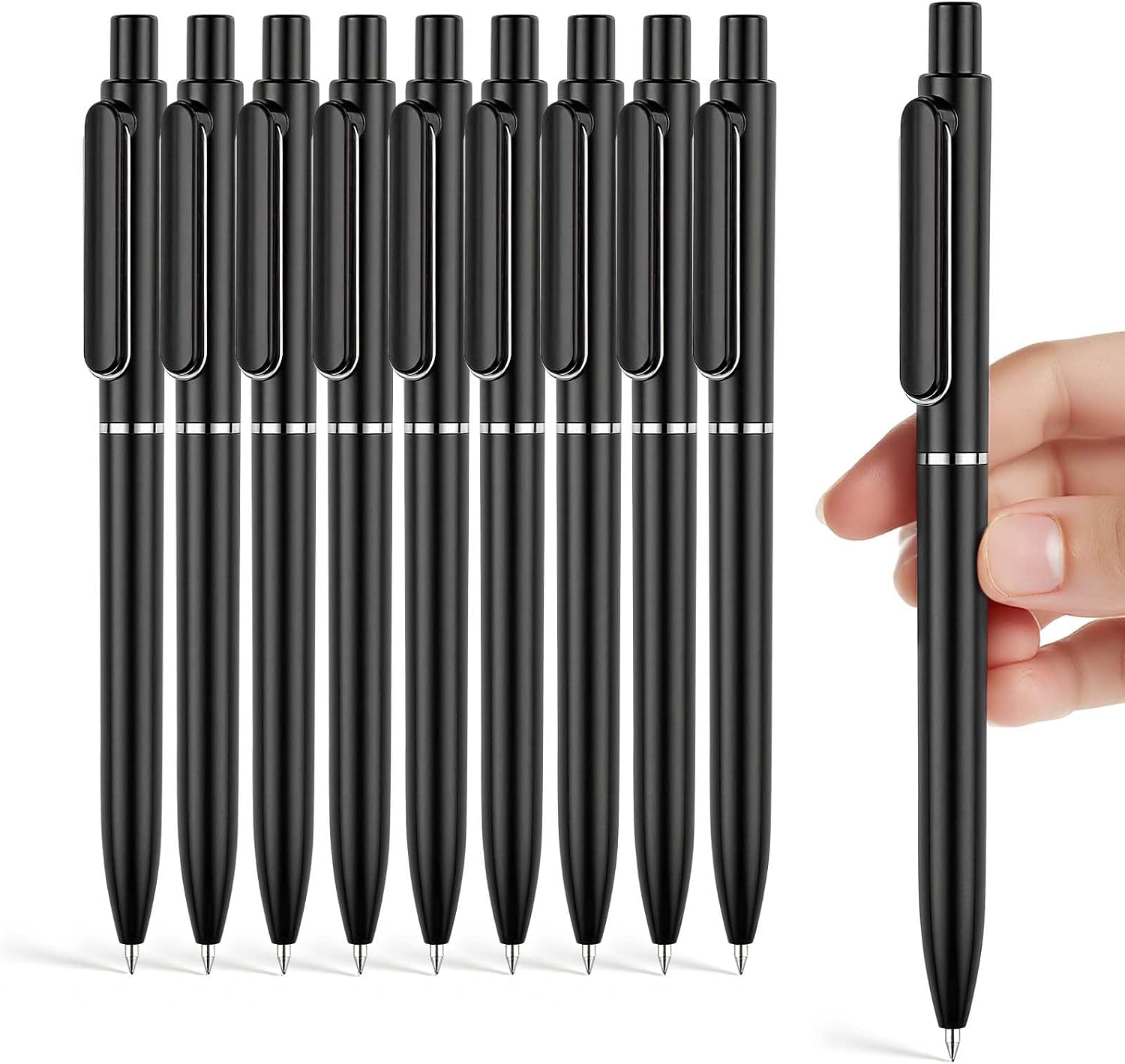 EUSOAR Gel Pens 0.7, 10 Pack Black Ink Pen Medium Point Retractable Pens Smooth Writing, Gel Work Pen Set Click-top No Skip for Office Journaling School Note Taking Sketching Gift Supplies