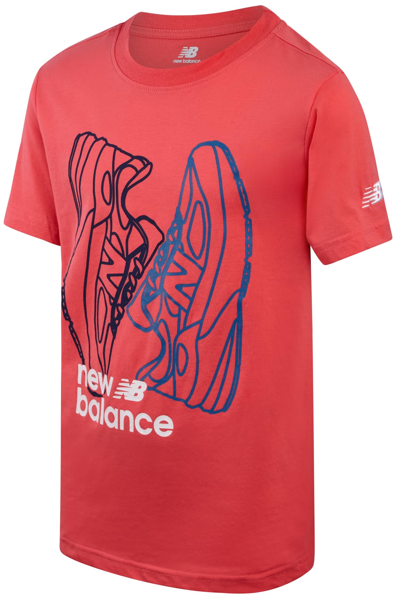 New Balance Boys Tshirt - Athletic Performance Crew Neck Short Sleeve Shirts for Boys - Boys Tee Workout Shirt 10-12 Drift Red Sneaker