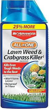 BIOADVANCED 704140 All-in-One Lawn Weed And Crabgrass Killer Garden Herbicide, 40-Ounce, Concentrate