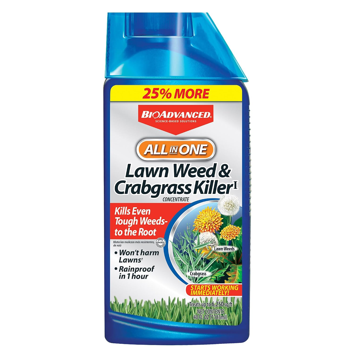 BioAdvanced 32OZ Weed/CRBGRS Killer - Kills Weeds & Crabgrass, Covers 12400 Sq Ft - Spray Form