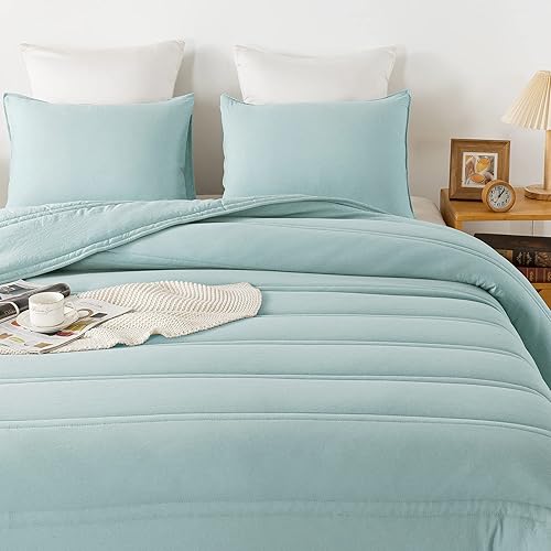 Miniatura 4 de Anna.Z Home 3PC Comforter Set, Down Alternative Filling, Solid Color Comforter, Lightweight & Warmth & Ultra-Soft & for All Season, Channel Quilting