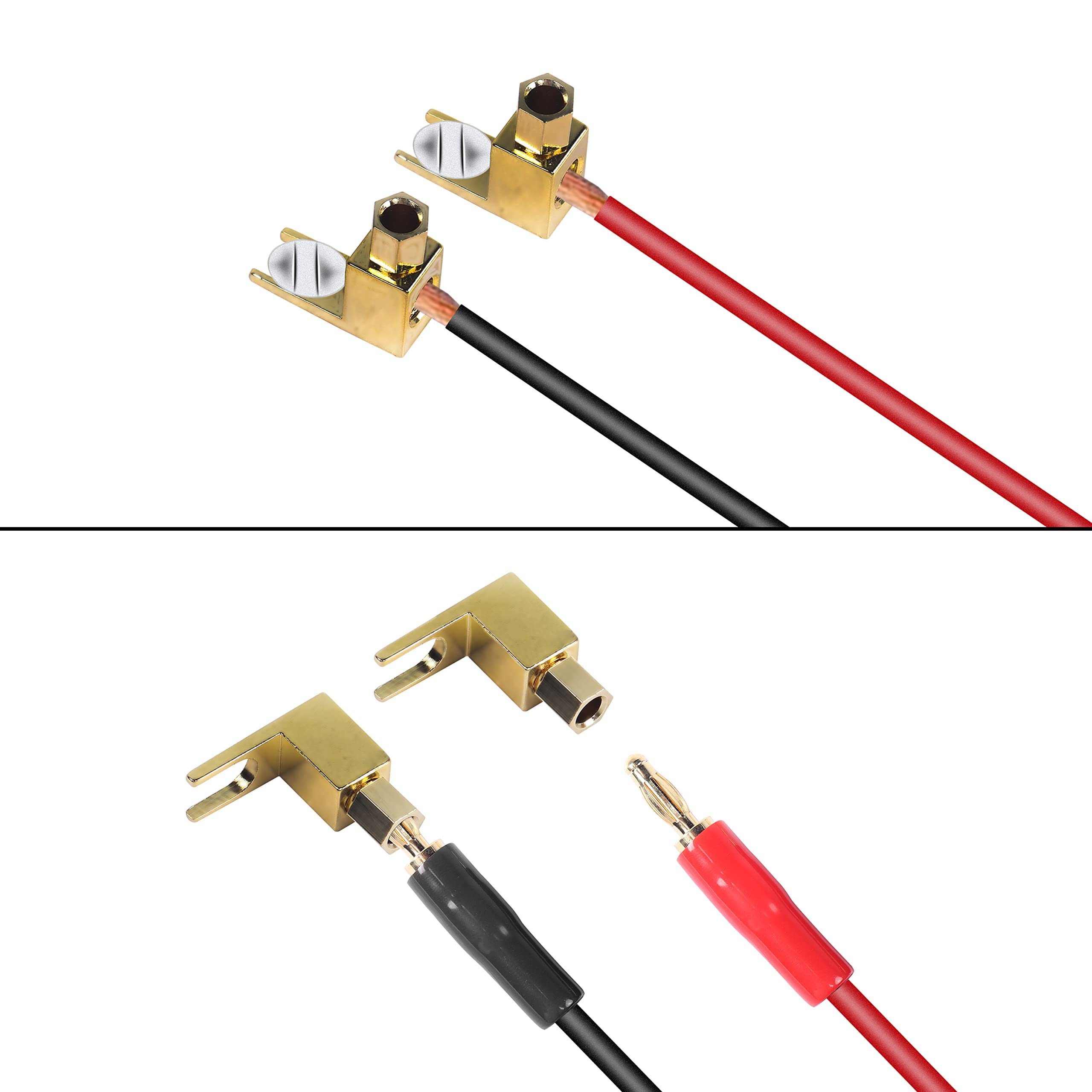 Greluma 6 Stück Lautsprecherkabel Adapter - Bananenstecker Auf Spatenadapter, Vergoldet, Für Verstärker & Boxen