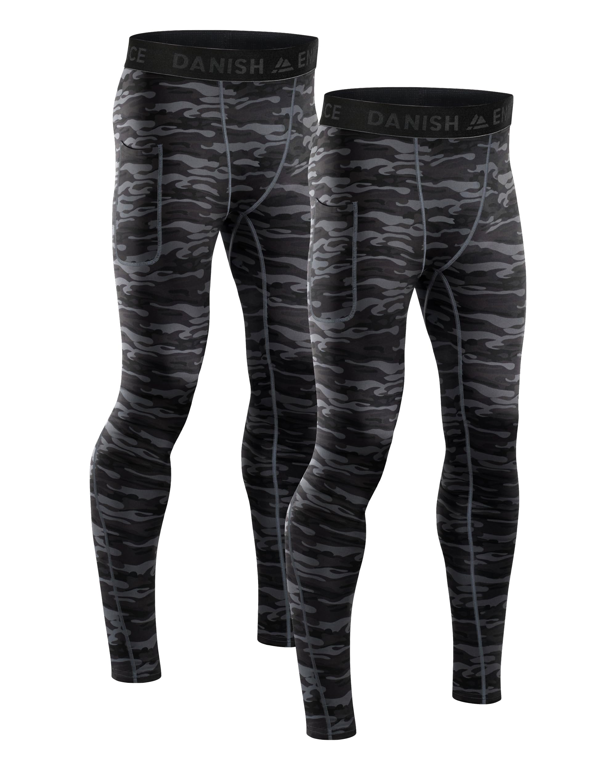 DANISH ENDURANCE Pantaloni Compressione, Traspiranti e ad Asciugatura Rapida, Leggings Sportivi Uomo, 2 Paia