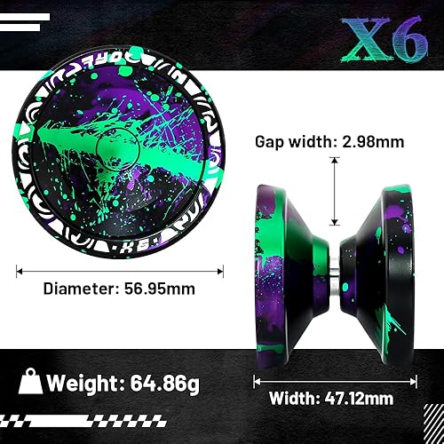 Miniatura 3 de X6 Yoyo sensible de doble función para niños, yoyo profesional que no responde metal truco yoyo para adultos con kit de rodamientos Yo Yo, 10