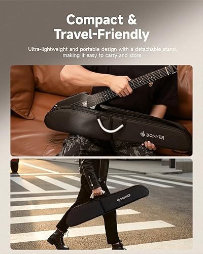 Miniatura 5 de Donner HUSH-I - Guitarra eléctrica para viajes, portátil, ultraligera y silenciosa, sin cabeza, cuerpo de arce con marcos extraíbles, bolsa de