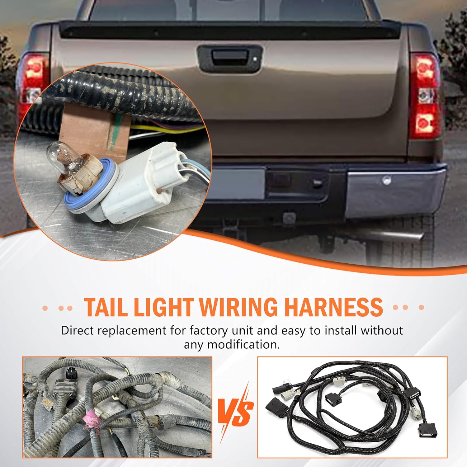BL3Z-13A409-B RH/LH Tail Lights Lamp Wiring Harness Compatible with Ford F-150 2011 2012 2013 2014 3.5L 3.7L 5.0L 6.2L Rear Tail Light Wiring Lamp Assembly Repalce